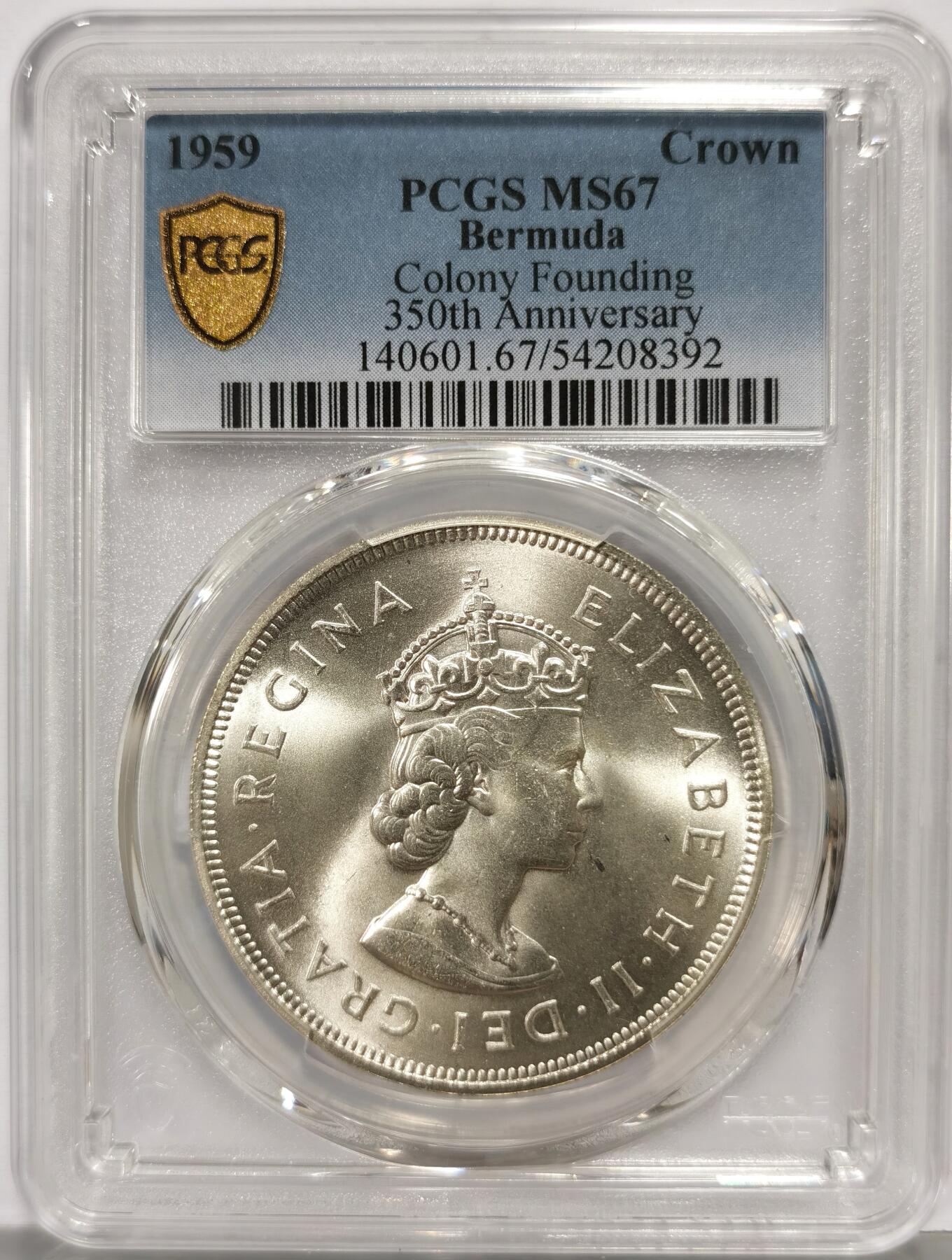 博洋堂世界钱币拍卖第168期（全场包邮） PCGS MS67 英属百慕大1959年伊丽莎白二世发现百慕大350周年1克朗纪念银币-3