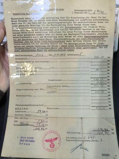 云宸嘉赏-勋臻佳藏四月精品甄选场次（低佣 一元一手） - 德意志第三帝国公务员薪资证明