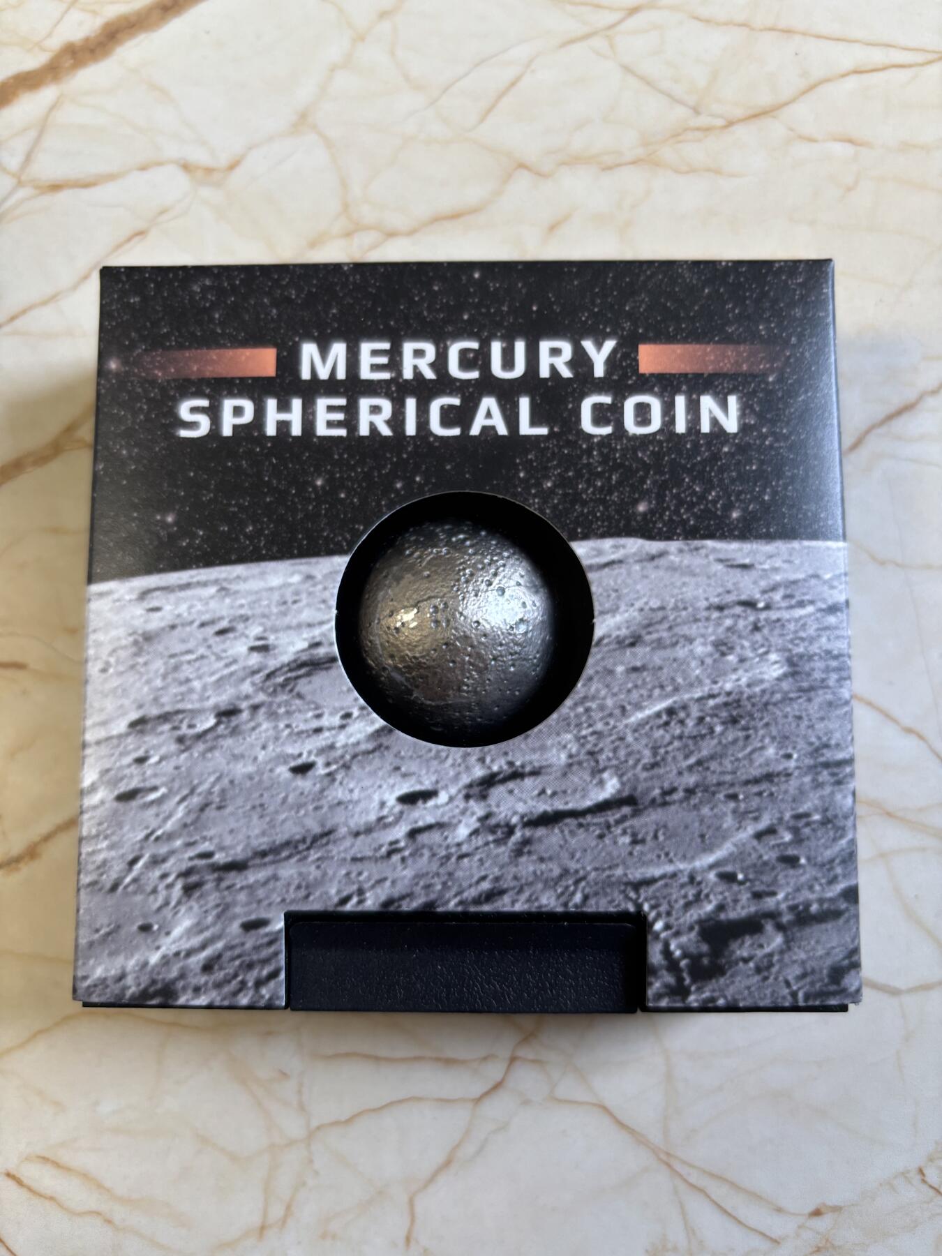 第197期拍卖 巴巴多斯2022年太阳系-水星1盎司,3D立体球形仿古银币，999银，发行4879枚