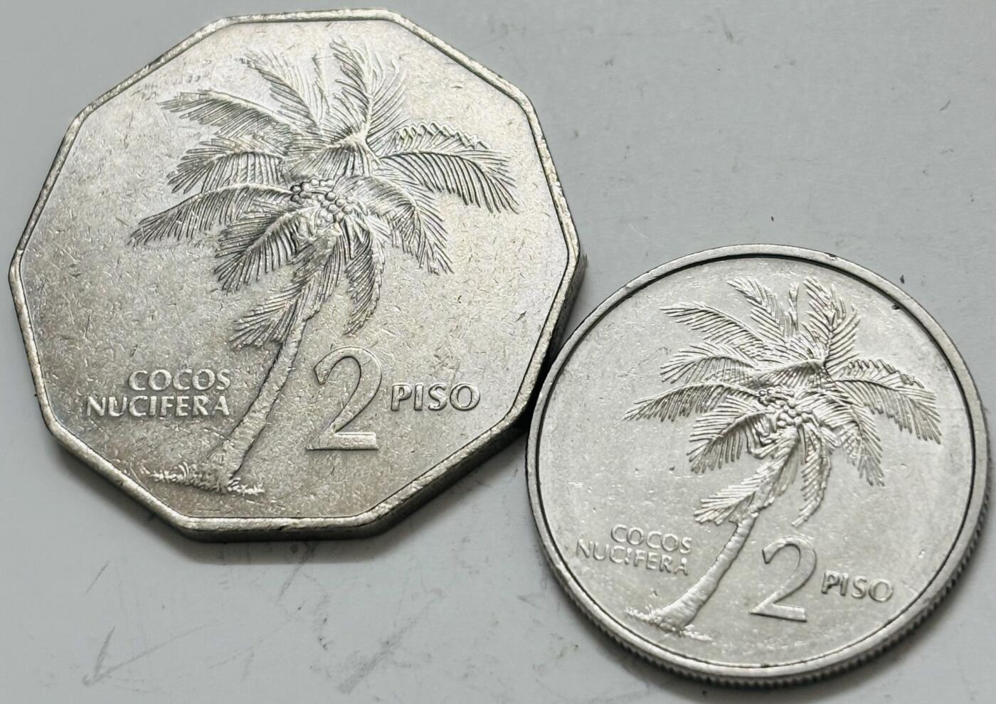 文馨钱币收藏第 299 场，长期接代拍业务 原光品相菲律宾 2 比索大小版 2 枚