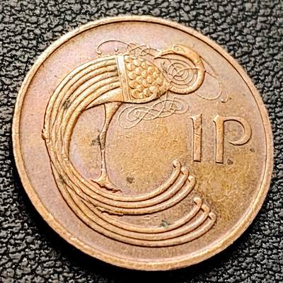 泉币菌-第223场-拍品多 请提前出价(工作原因  发货比较迟缓 已在拍卖规则里面说明 望理解) - 爱尔兰 1986年 1便士 钢镀铜 动物鸟 20mm 竖琴 风水