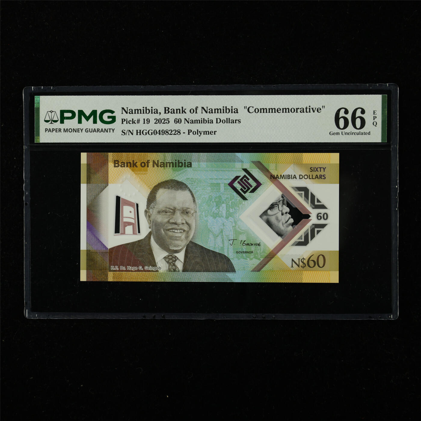 【亘邦集藏】第226期拍卖 2025年 纳米比亚纪念钞60纳米比亚元 PMG 66EPQ HGG0498228