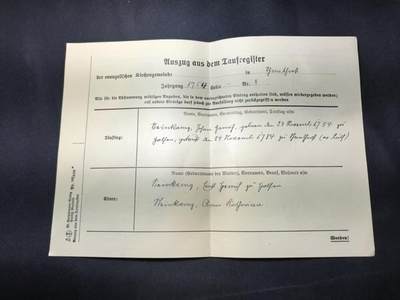 云宸嘉赏-勋臻佳藏四月精品甄选场次（低佣 一元一手） - 公元1754年 福音派（新教）教会 瑙福尔特（Nauforth）教区受洗证明