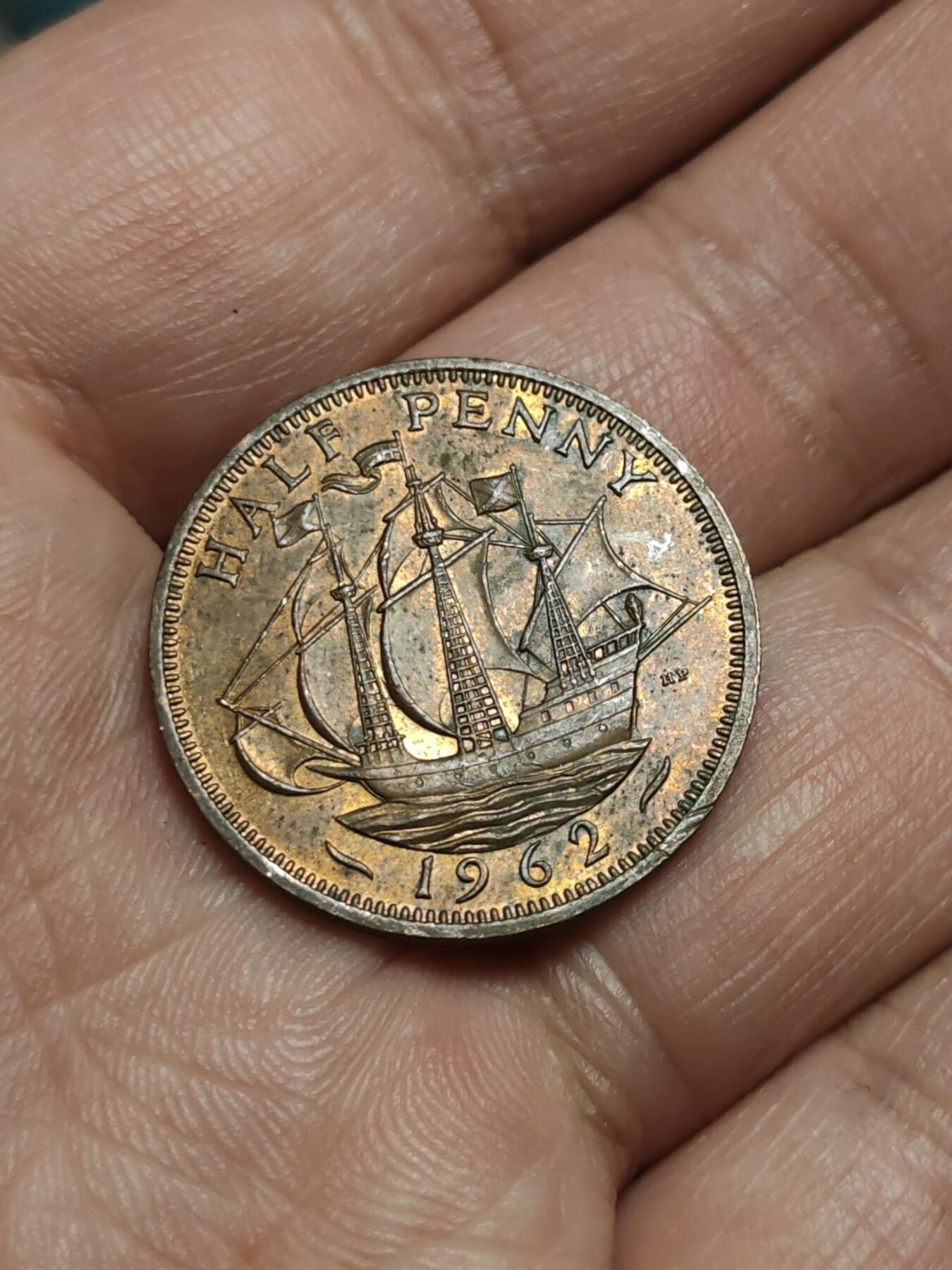2026年第四十三场(总第二百一十二场）外国好品散币场(免佣金) 英国🇬🇧1962年半便士(伊丽莎白二世青年桂冠第二版)
