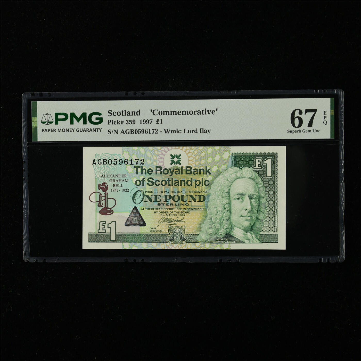 【亘邦集藏】第227期拍卖 1997年 苏格兰纪念钞1镑 PMG 67EPQ AGB0596172