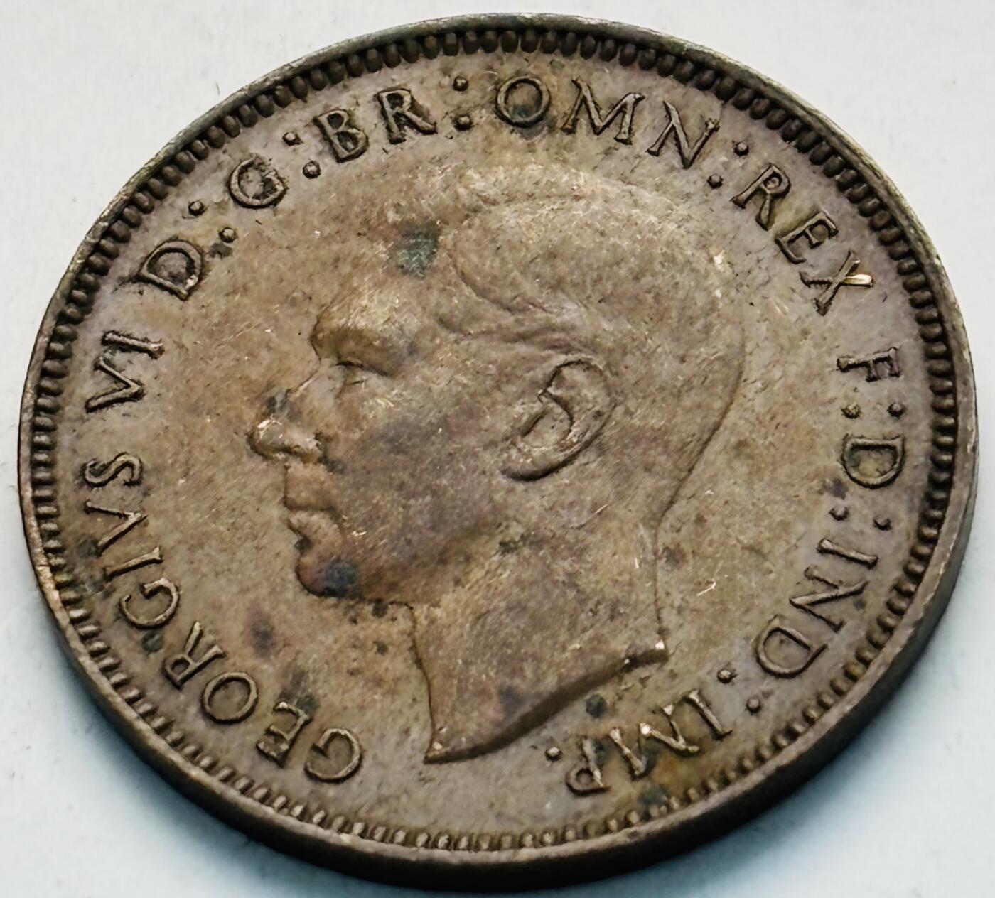 文馨钱币收藏第 299 场，长期接代拍业务 1944 年英国乔治六世法新铜币