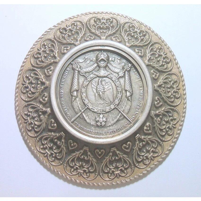 【艺术】法国艺术大章 拿破仑帝王鹰+雄鹰盾徽 高浮雕精制巨型盘型大镀银章 95MM 93克