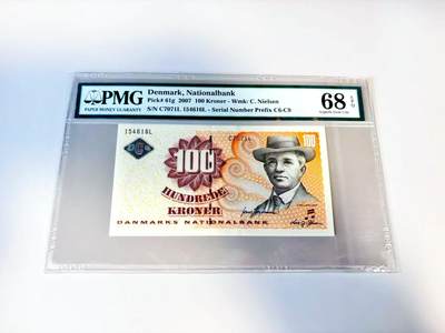 【Blue Auction】世界纸币精拍第807期——18级TOP拍卖/信誉/品质/专业/高效💫 - 丹麦 2007年100克朗 PMG68EPQ高分