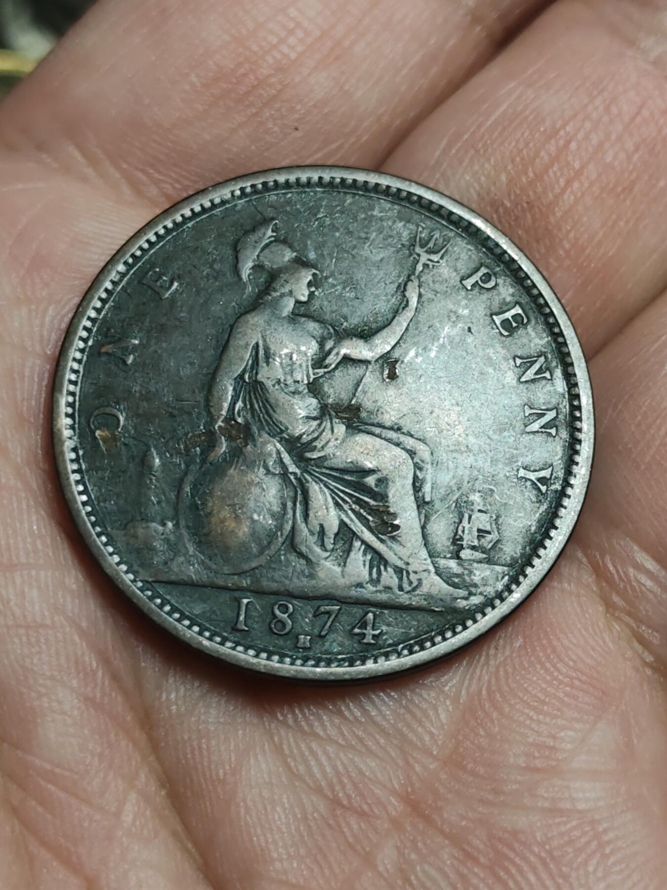 2026年第四十三场(总第二百一十二场）外国好品散币场(免佣金) 英国🇬🇧1874年1便士(维多利亚女王中年桂冠第三版，H标喜敦厂造)