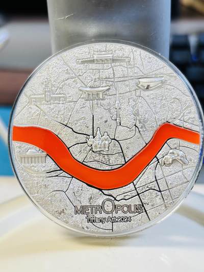 帕劳2024年蒂凡尼大都会4首尔高浮雕3盎司银币，999银，发行999枚