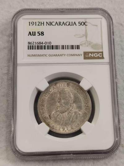 G&W世界散币，银币处理专场（第47场） - NGC-AU58  尼加拉瓜1912年50分  银币