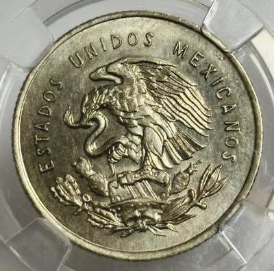 文馨钱币收藏第 299 场，长期接代拍业务 - 1953 年墨西哥天平 25 分银币，倒闭公司评级 MS64 分，评级币真假不退不换，需要原图私信后台