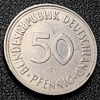 泉币菌-第223场-拍品多 请提前出价(工作原因  发货比较迟缓 已在拍卖规则里面说明 望理解) - 20mm 联邦德国50芬尼 J版 种植橡树 1971年