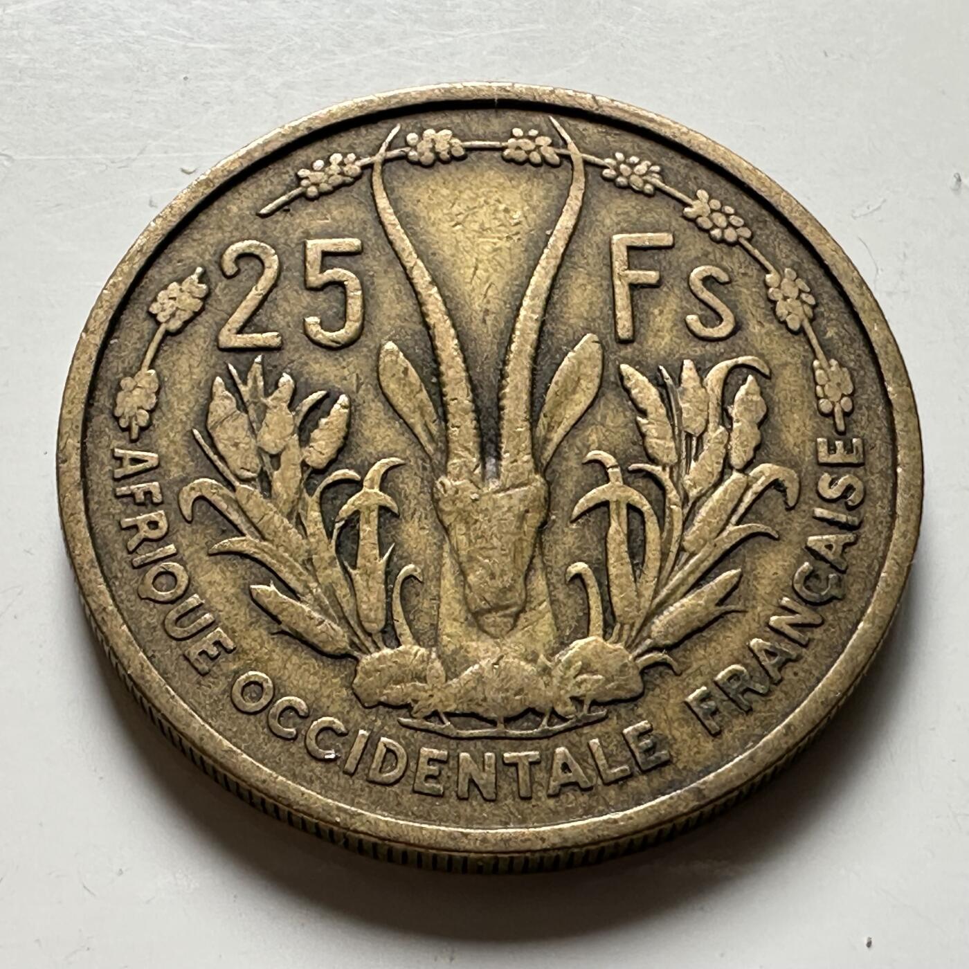 🌹外币初藏🌹🐯2026年第40场   每周二四六晚8️⃣点 世界钱币 法属西非 1956年 25法郎 