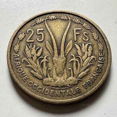 🌹外币初藏🌹🐯2026年第40场   每周二四六晚8️⃣点 世界钱币 - 法属西非 1956年 25法郎 