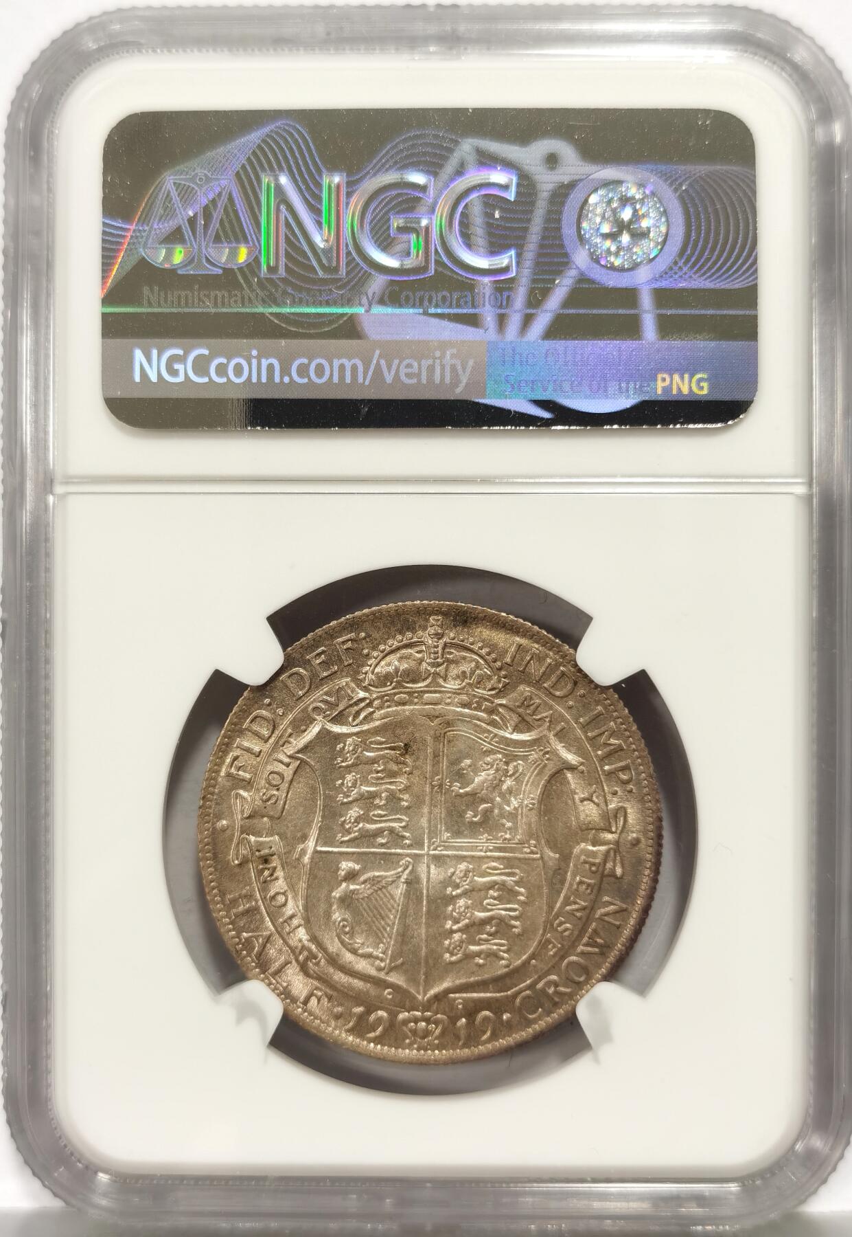 博洋堂世界钱币拍卖第168期（全场包邮） NGC MS64 英国1919年乔五1/2克朗银币，稀少年份不是1915、1918可比。