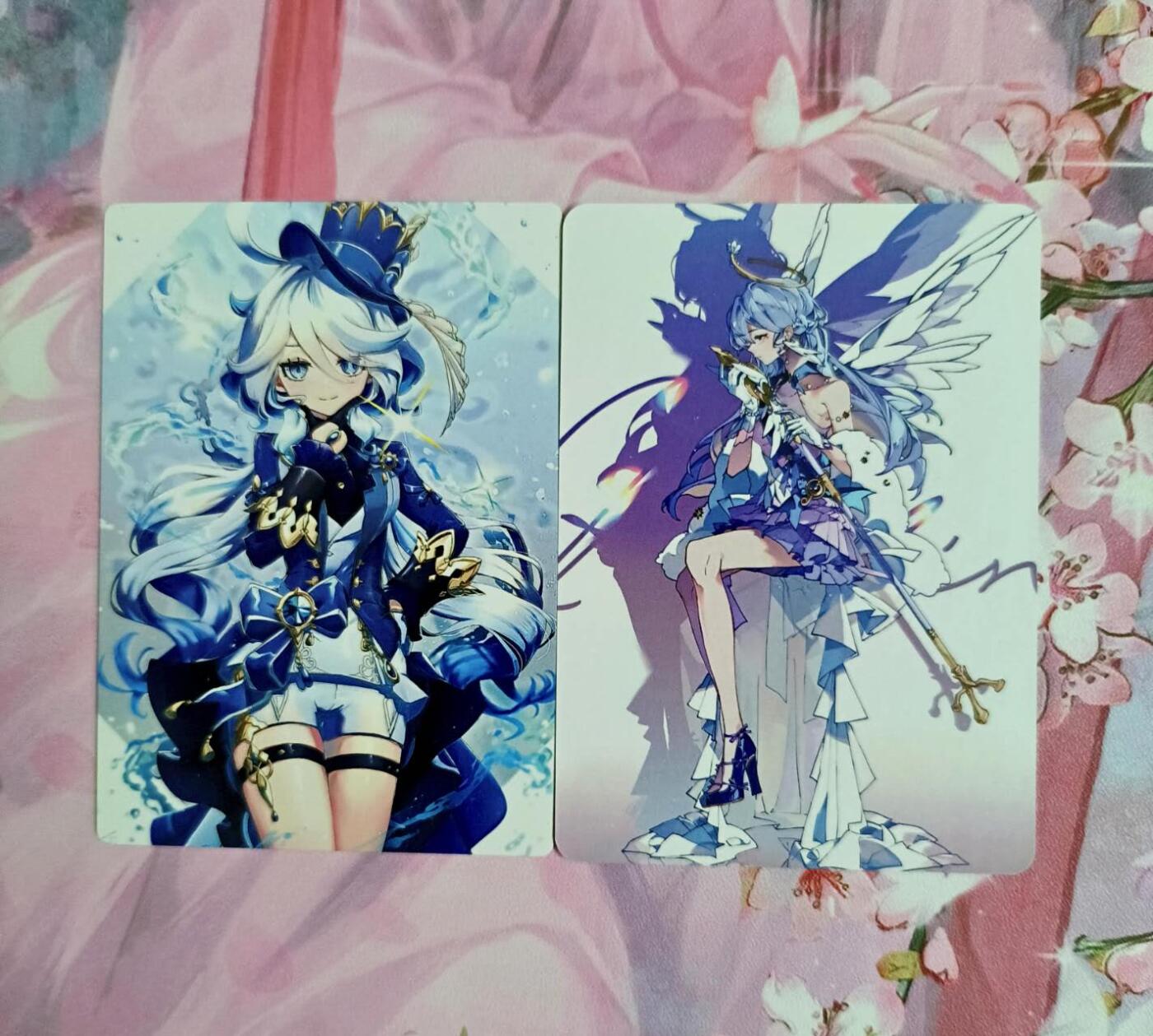 龙虎卡牌-八二场（满200元包邮，无佣金，每周六结拍，欢迎送拍） 粗闪2张 白花 原神女性角色知更鸟+芙宁娜