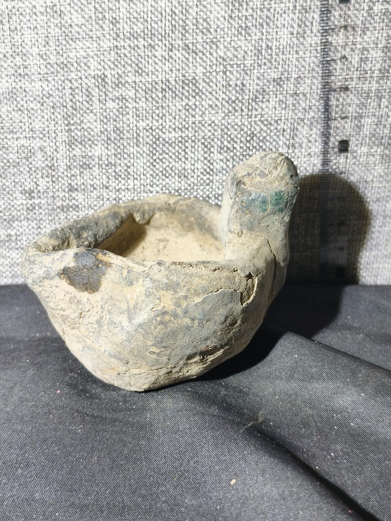 125期新疆红钱粟特钱币丝路钱币专场 新疆清代传世陶油灯