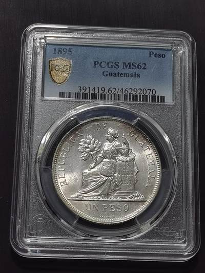 天下钱庄专场欢迎参拍 - PCGS MS62危地马拉一比索银币