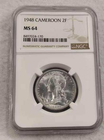 G&W世界散币，银币处理专场（第47场） - NGC-MS64  法属喀麦隆2法郎