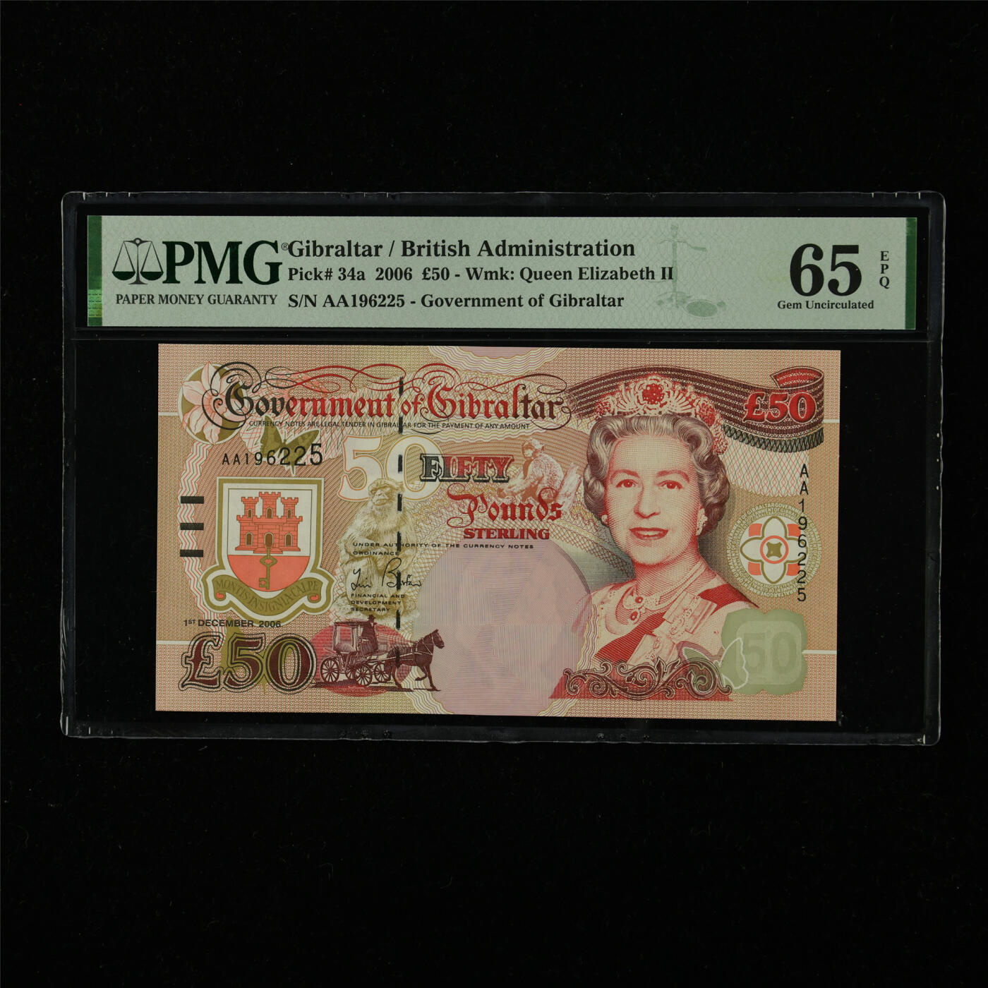 【亘邦集藏】第226期拍卖 2006年 直布罗陀50镑 PMG 65EPQ AA196225