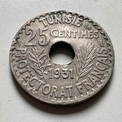 🌹外币初藏🌹🐯2026年第40场   每周二四六晚8️⃣点 世界钱币 - 法属突尼斯1931年25分