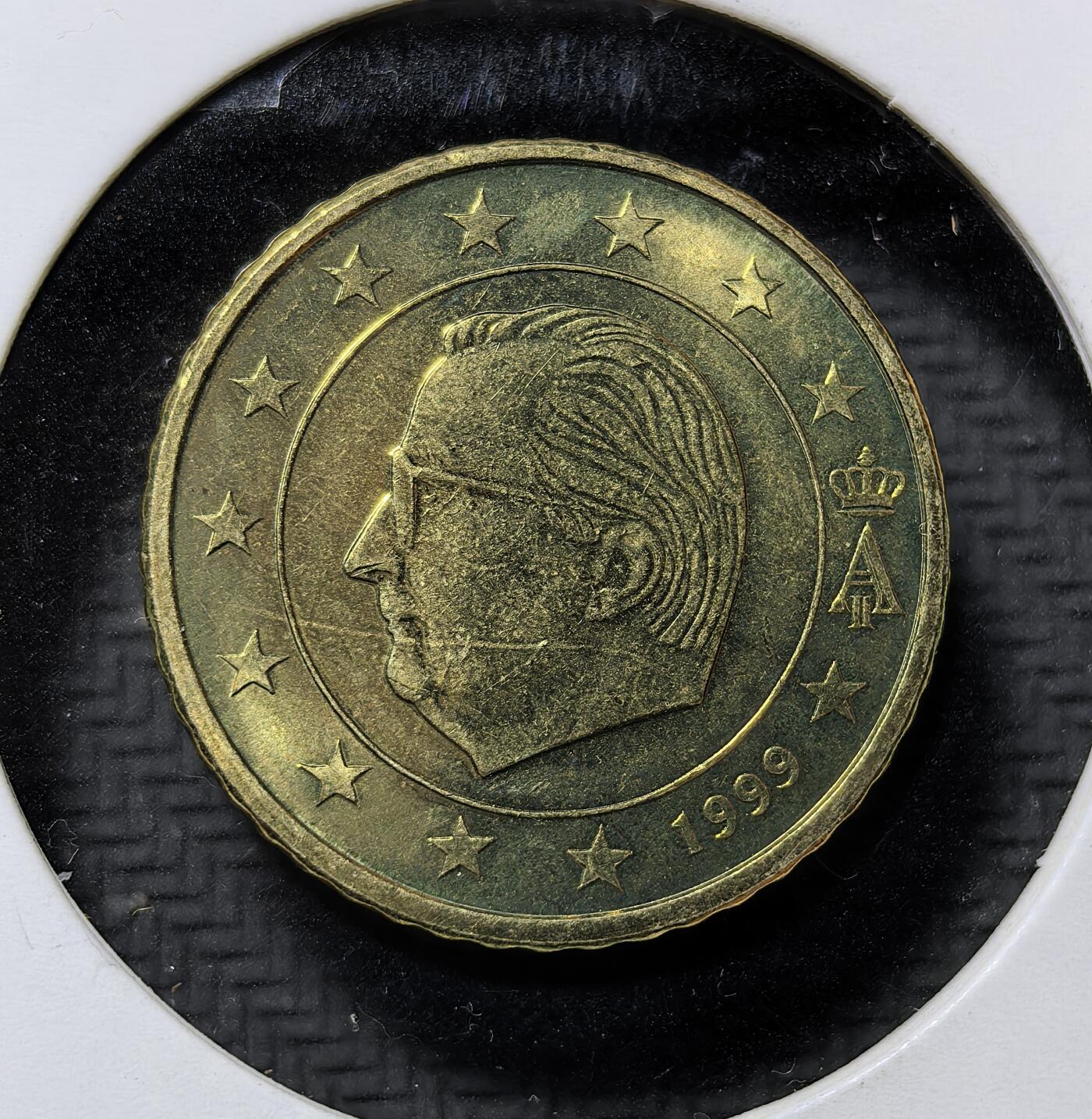 外国优质老铜币纪念币银币专场，周六晚上九点倒数截拍，满百包邮，周日发货,可寄存半年，喜欢朋友微信扫描二维码可直接参拍 原光比利时阿尔贝二世国王50 欧分，是欧元区首批样币 / 首发流通币，见证比利时加入欧元区、欧洲一体化货币改革的历史进程。