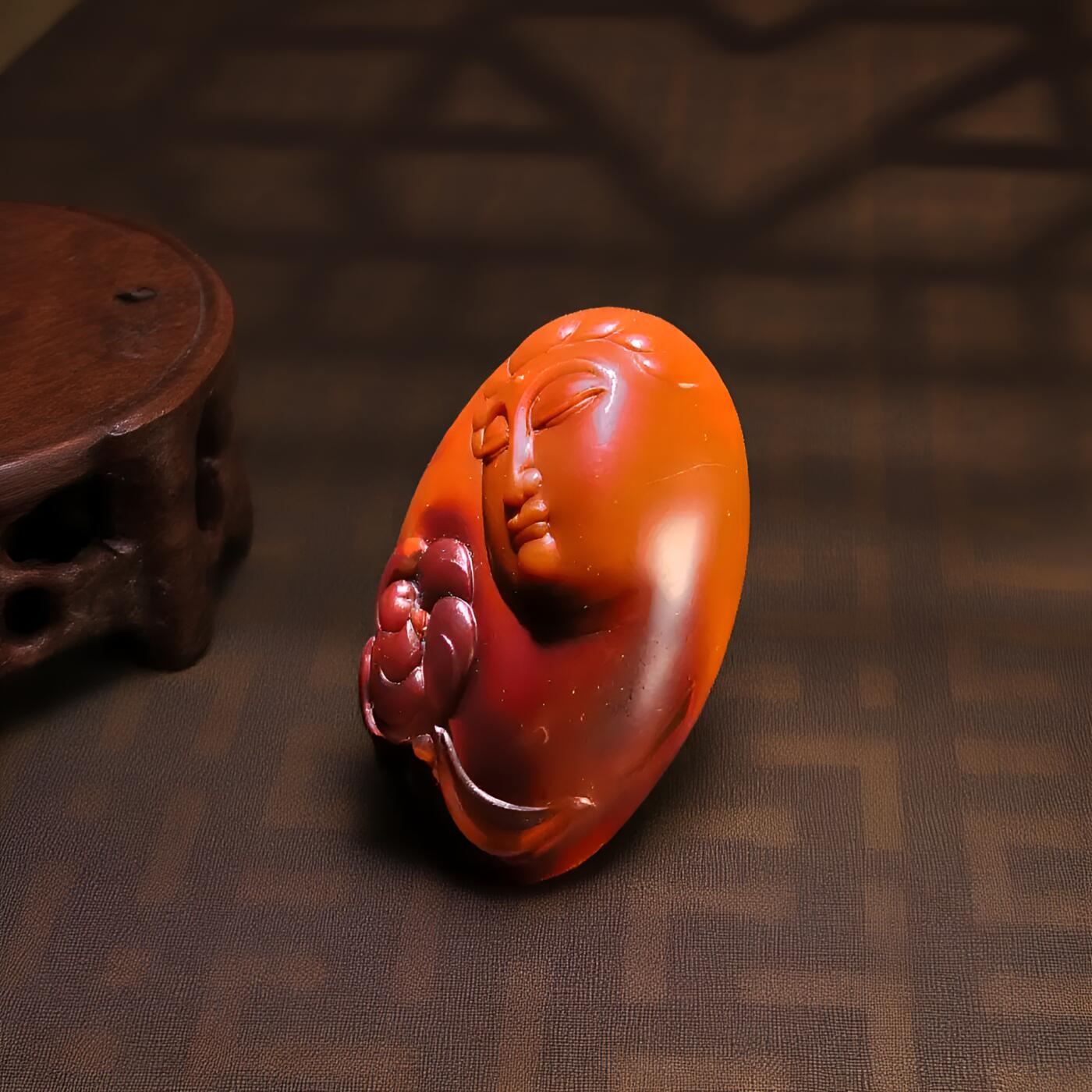 碧月说宝 君子怀瑾·当代和田玉清风专场(八) 苏工名家魏海涛作品 花开见佛南红吊坠