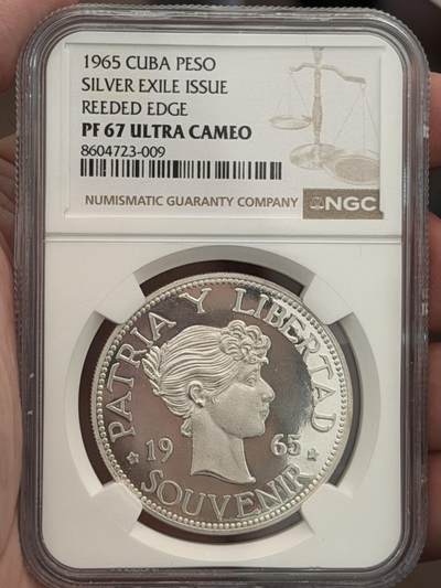 NGC-PF67UC 1965古巴流亡政府女神1比索银币 - NGC-PF67UC 1965古巴流亡政府女神1比索银币