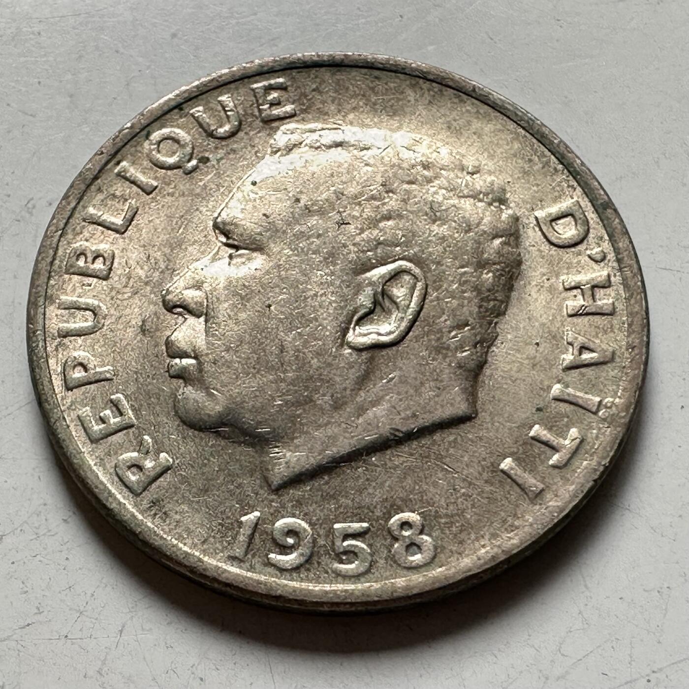 🌹外币初藏🌹🐯2026年第40场   每周二四六晚8️⃣点 世界钱币 海地 1958年 弗朗索瓦·杜瓦利埃 5分