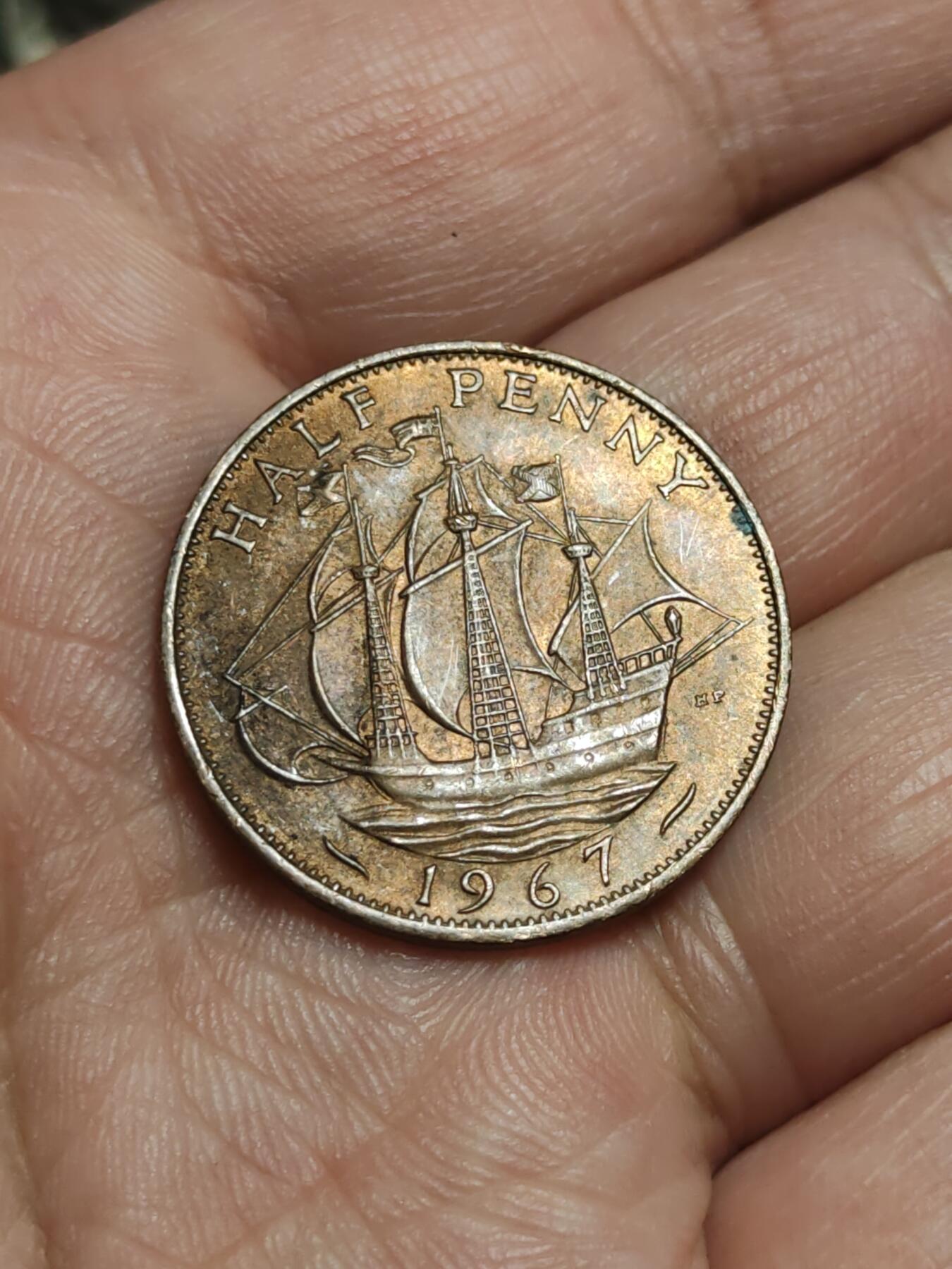 2026年第四十三场(总第二百一十二场）外国好品散币场(免佣金) 英国🇬🇧1967年半便士(伊丽莎白二世青年桂冠第二版，普制币关门年)