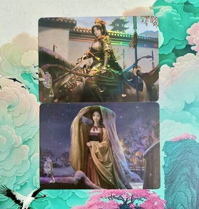 龙虎卡牌-八二场（满200元包邮，无佣金，每周六结拍，欢迎送拍） - 磨砂彩闪2张 鸡腿三国 孙尚香&甘夫人