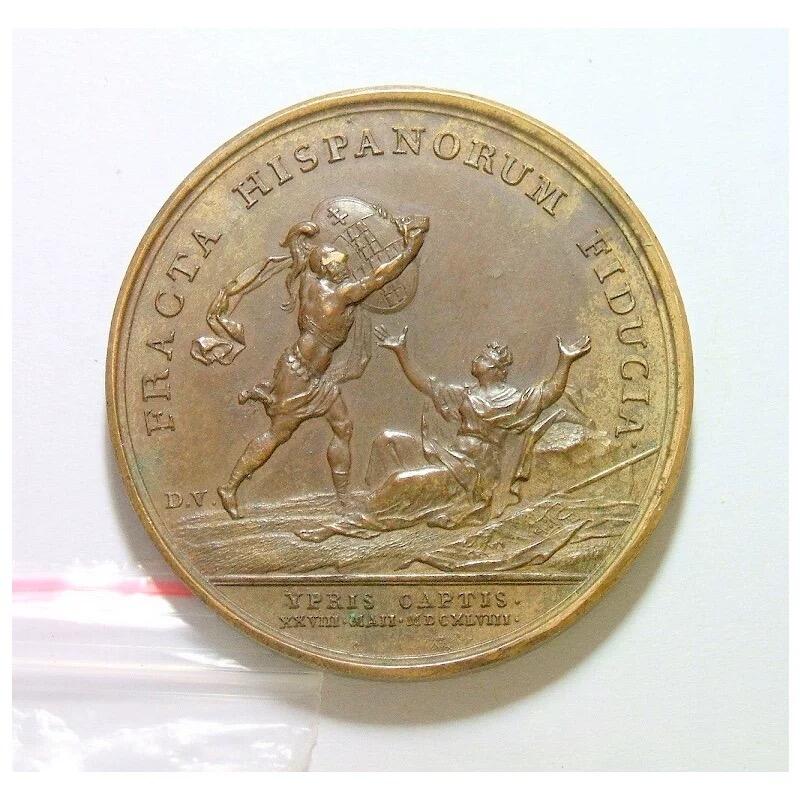 【艺术】法国艺术大章1648年 太阳王路易十四少年像法西战争 高浮雕精制大铜章  40MM