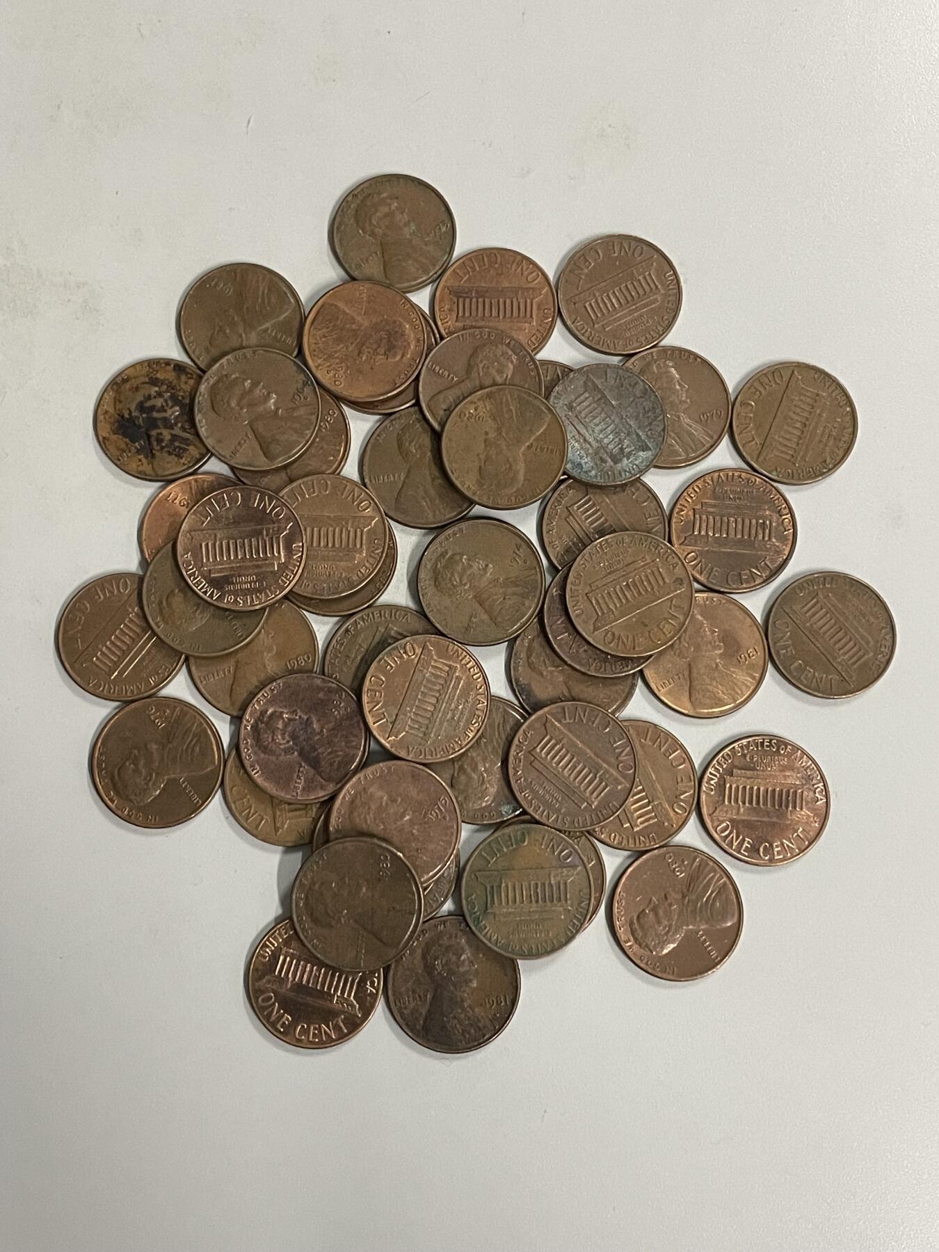 2026年第42场各国散币拍卖（总第192场） 美国1959-1982年林肯纪念堂1美分铜币50枚