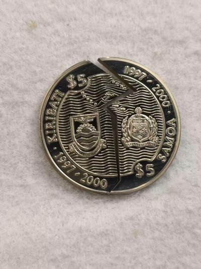 G&W世界散币，银币处理专场（第47场） - 基里巴斯 萨摩亚2000年千禧年5元切割币 