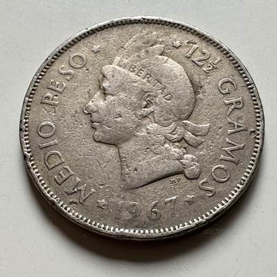 🌹外币初藏🌹🐯2026年第40场   每周二四六晚8️⃣点 世界钱币 - 多米尼加 1967年 1/2比索