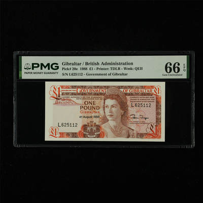 【亘邦集藏】第226期拍卖 - 1988年 直布罗陀1镑 PMG 66EPQ L625112