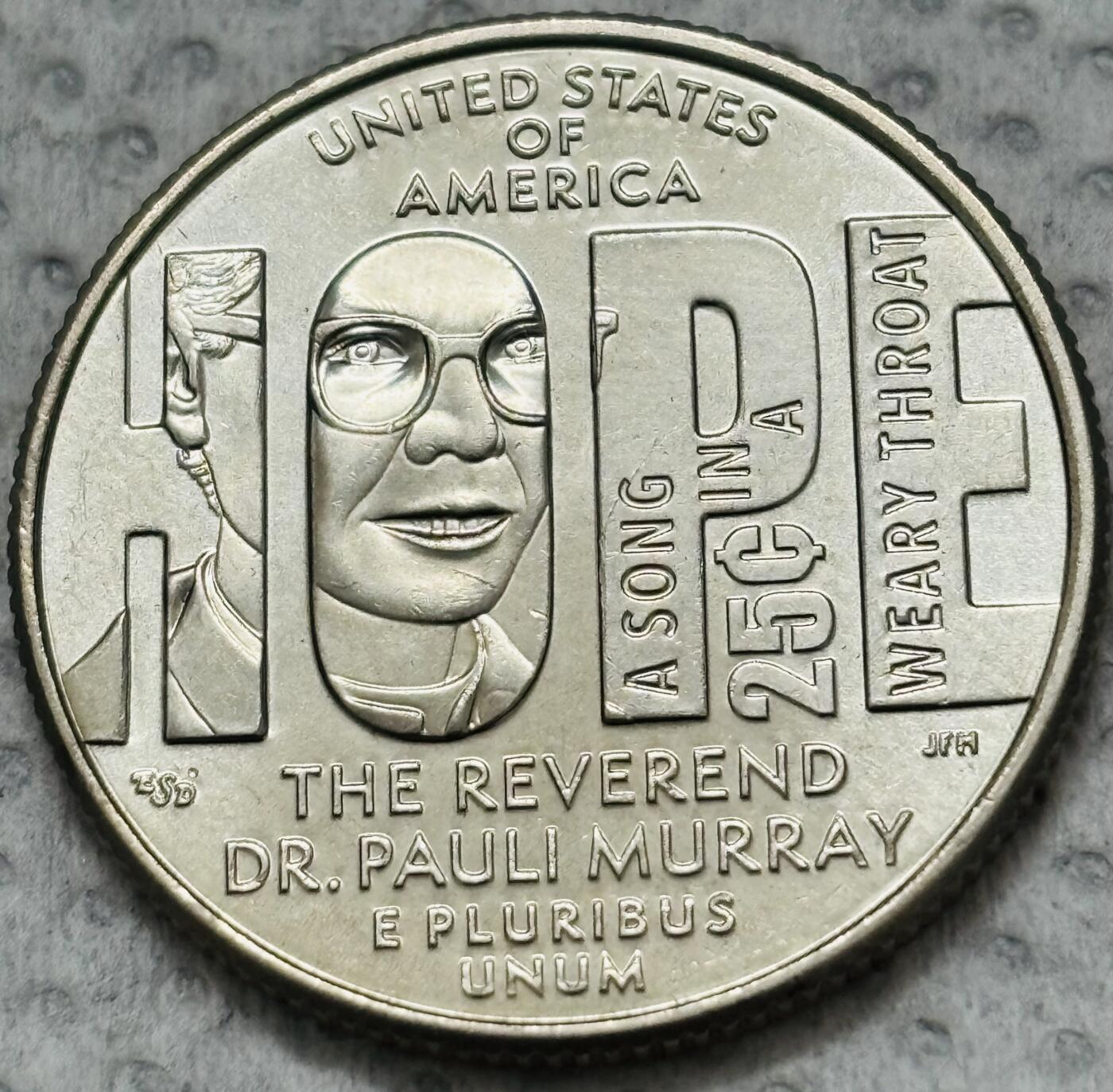 文馨钱币收藏第 299 场，长期接代拍业务 2024年美国纪念币杰出女性系列第11枚保利默里牧师D版