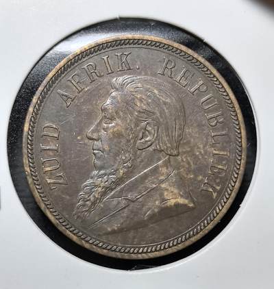 外国优质老铜币纪念币银币专场，周六晚上九点倒数截拍，满百包邮，周日发货,可寄存半年，喜欢朋友微信扫描二维码可直接参拍 - 南非德兰士瓦共和国 1898 年1 便士铜币，正面为总统克鲁格像，背面是国家纹章，见证布尔人建国与英布战争前的南非历史。