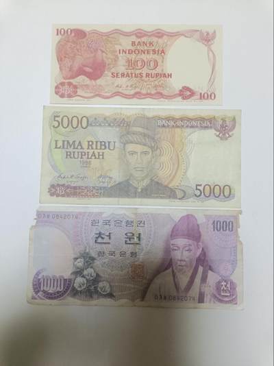 【20260412】非全新纸币和硬币第355场 - 亚洲国家3张纸币，有缺口