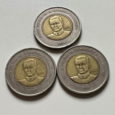 🌹外币初藏🌹🐯2026年第40场   每周二四六晚8️⃣点 世界钱币 - 多米尼加10比索 三枚