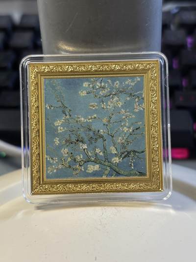 第197期拍卖 - 纽埃2022年世界名画系列梵高杏花开1盎司彩色银币，999银，发行999枚