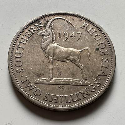 🌹外币初藏🌹🐯2026年第40场   每周二四六晚8️⃣点 世界钱币 - 英属南罗得西亚 1947年 乔治六世 2先令 