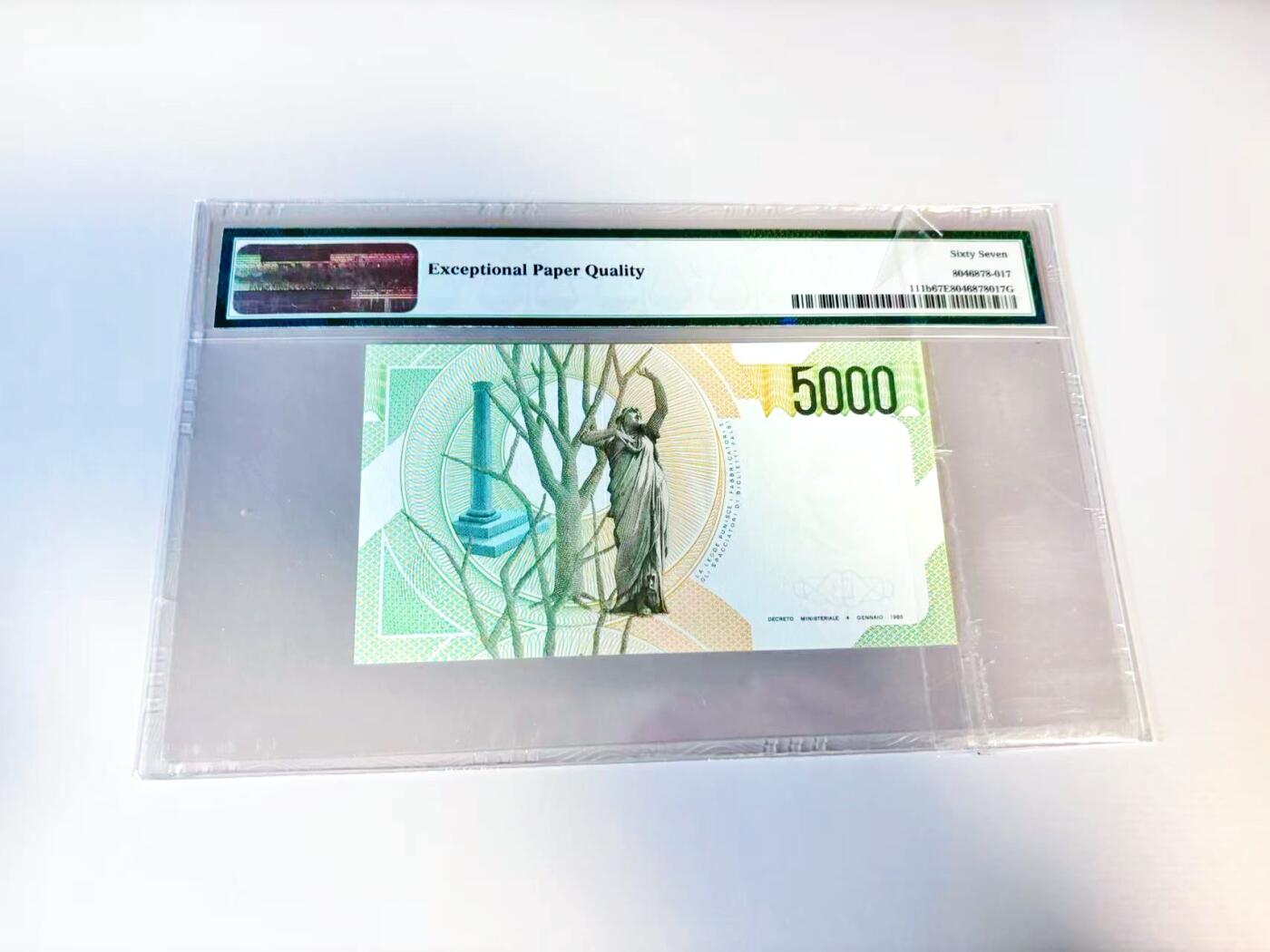 【Blue Auction】世界纸币精拍第807期——18级TOP拍卖/信誉/品质/专业/高效💫 意大利 1985年5000里拉 PMG67EPQ