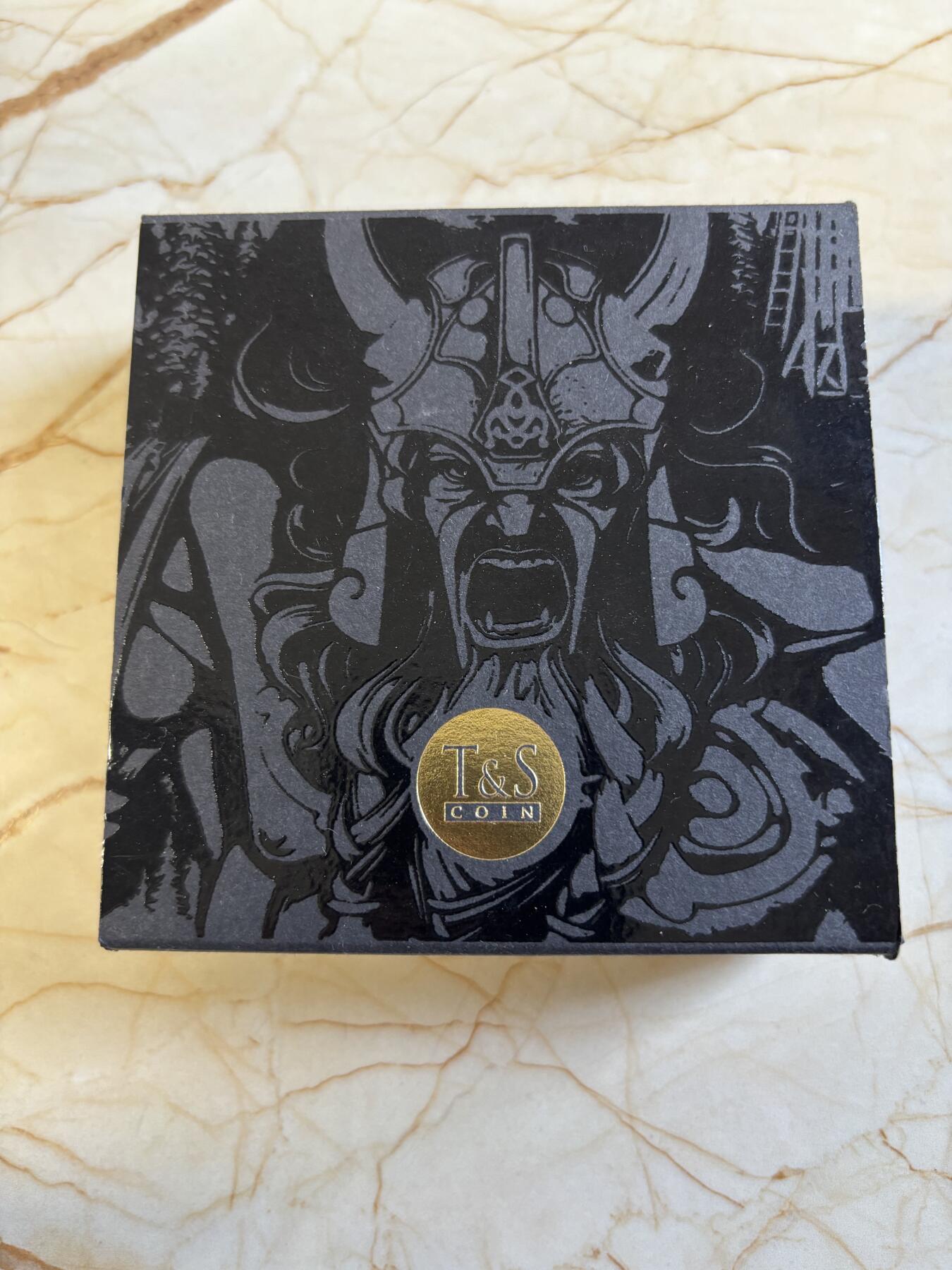 第197期拍卖 纽埃2024年维京人2盎司高浮雕仿古镀金纪念银币，999银，发行500枚