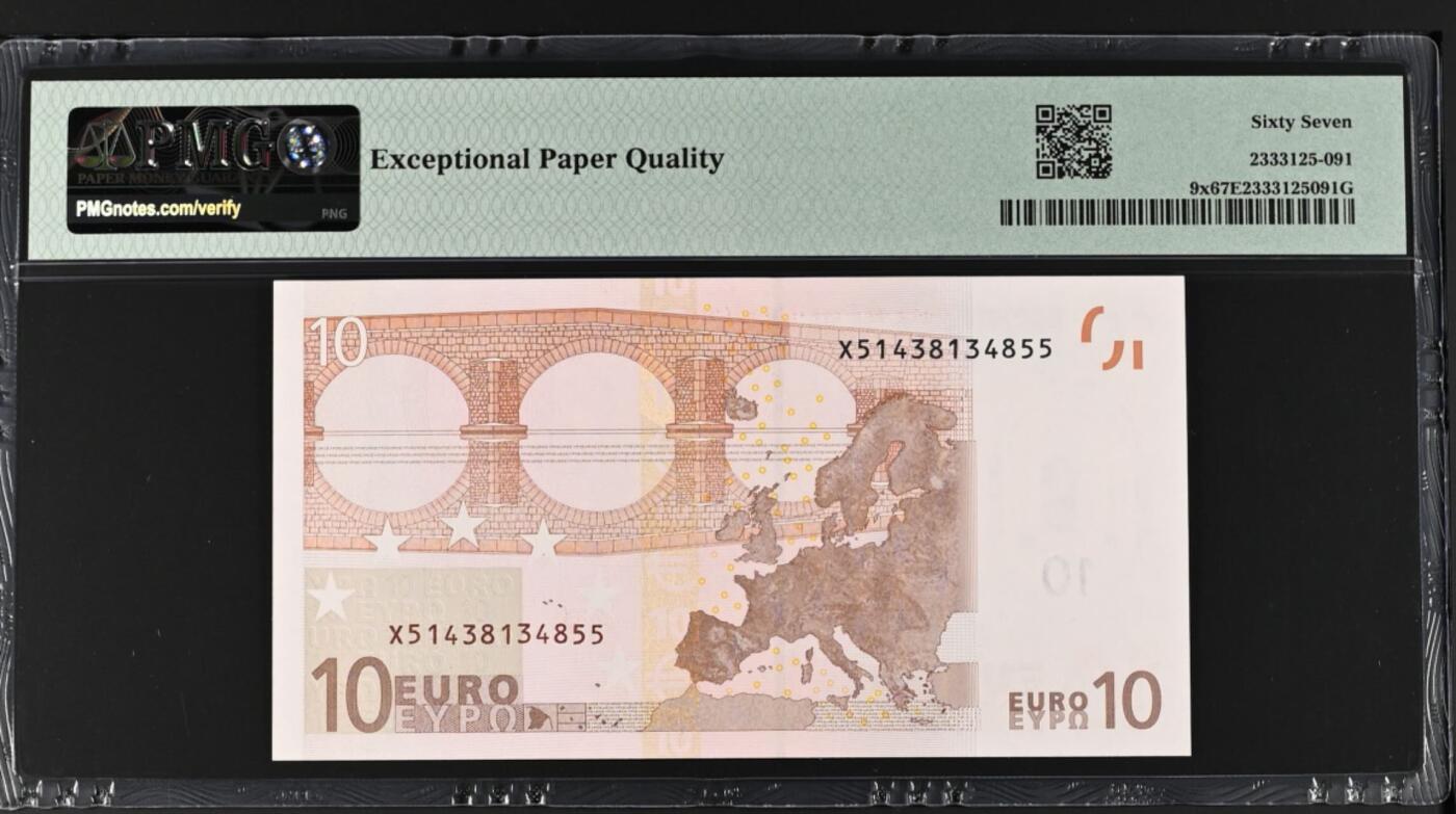 PMG67EPQ 欧盟 德国二签10元纸币