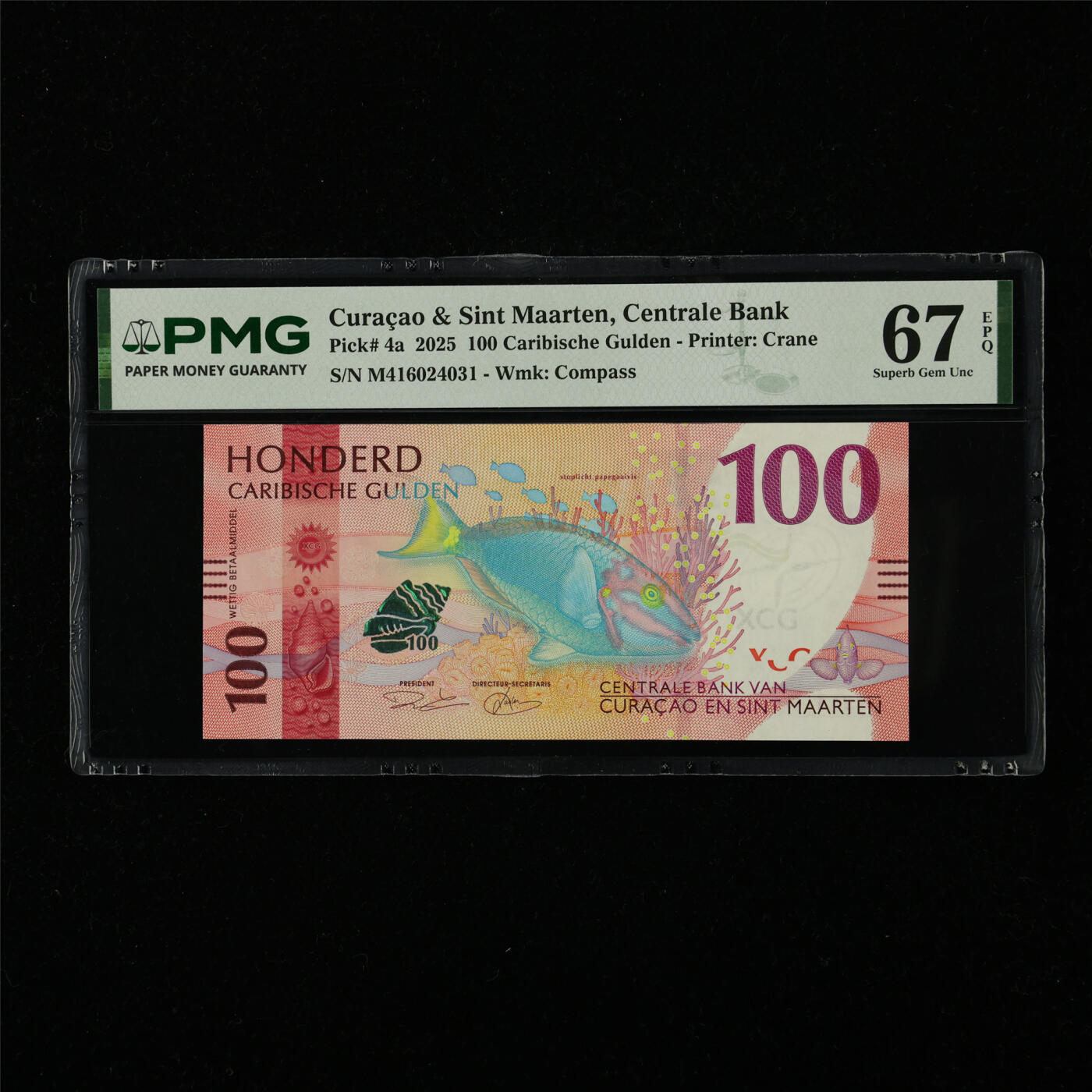 【亘邦集藏】第227期拍卖 2025年 库拉索&圣马丁100古尔登 PMG 67EPQ M416024031