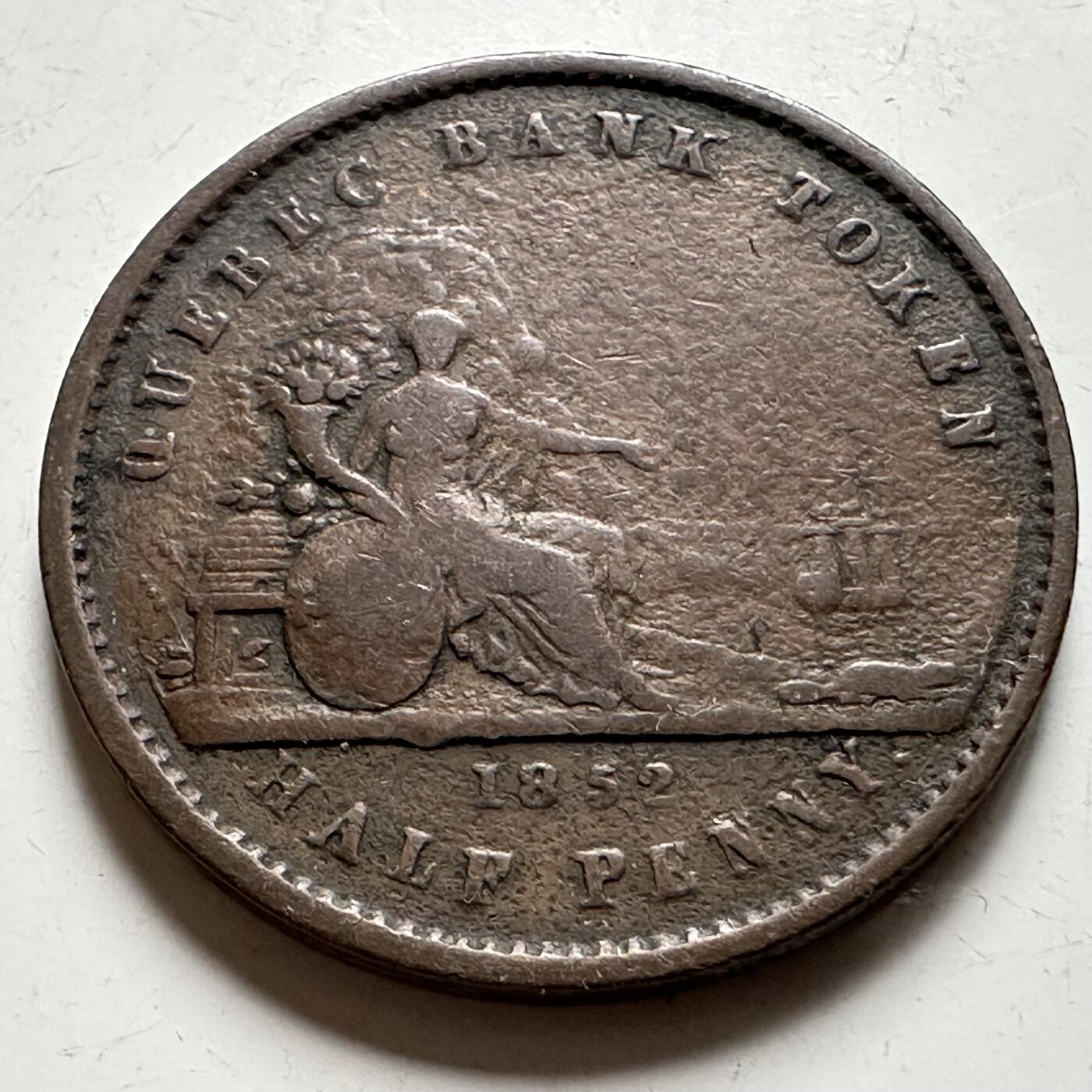 🌹外币初藏🌹🐯2026年第40场   每周二四六晚8️⃣点 世界钱币 加拿大 1852年 魁北克银行1苏 半便士代用币 