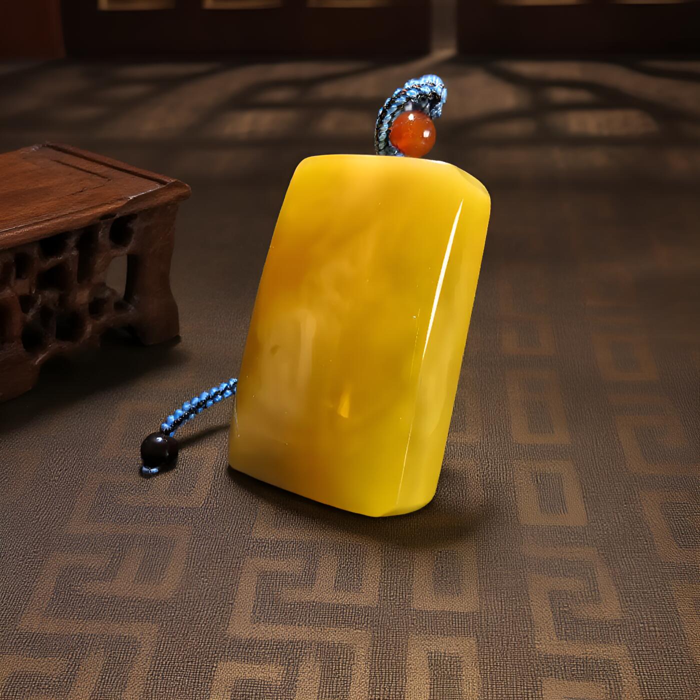 碧月说宝 君子怀瑾·当代和田玉清风专场(八) 高品 蜜蜡鸡油黄平安无事牌