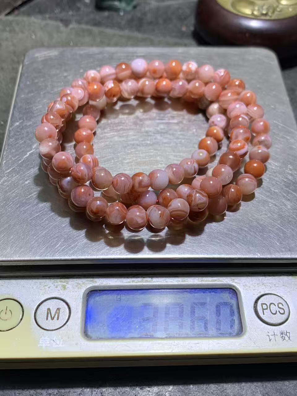 精美红白川料南红玛瑙多圈手串一条